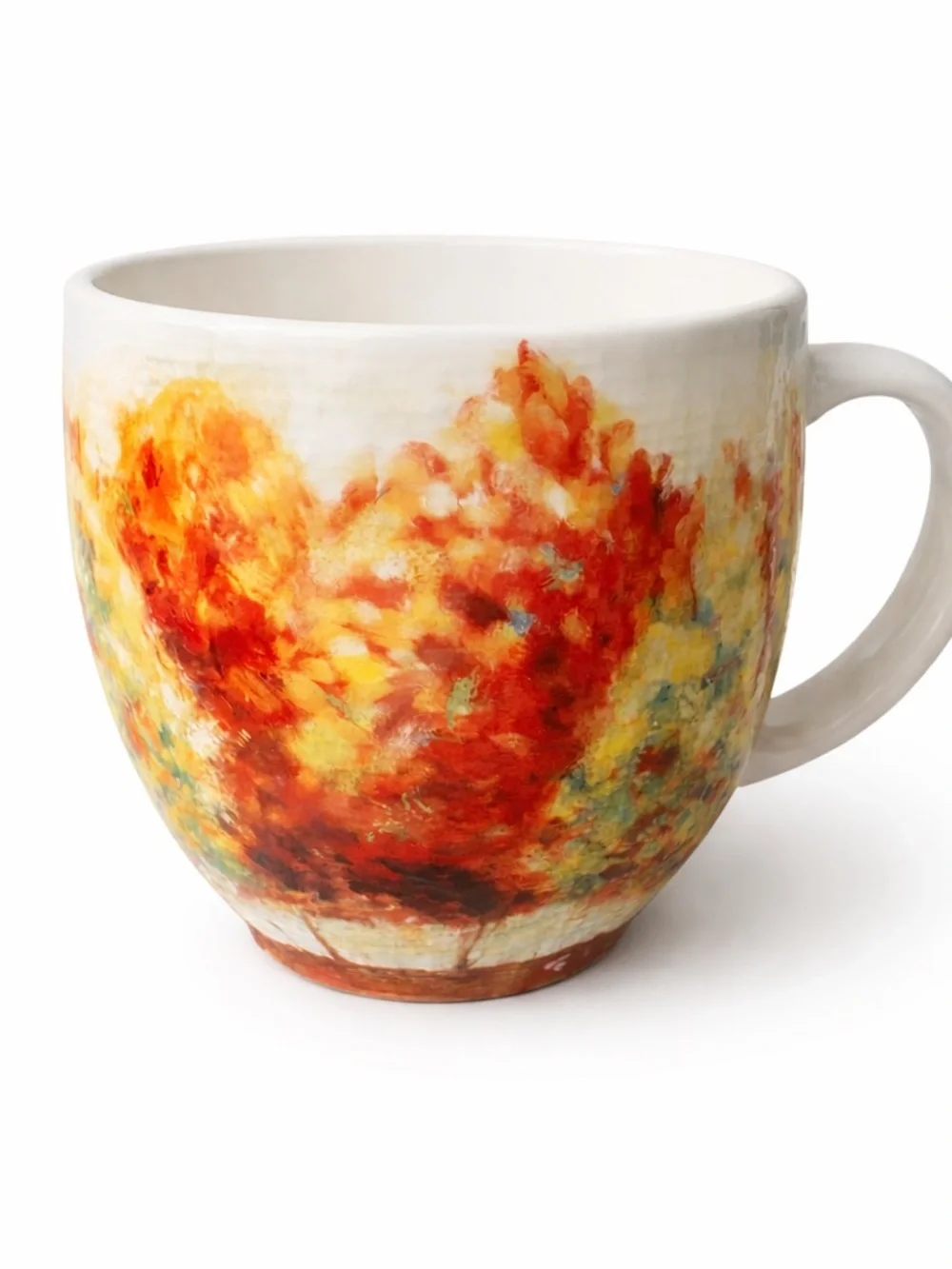 Pier 1 Imports Hand Painted Ironstone Mug Set Colorful Floral Coffee Cups
